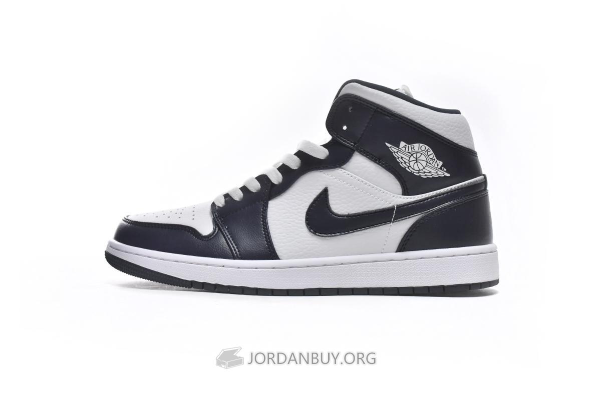 Air Jordan 1 Mid "White Metallic Gold Obsidian" 554724-174