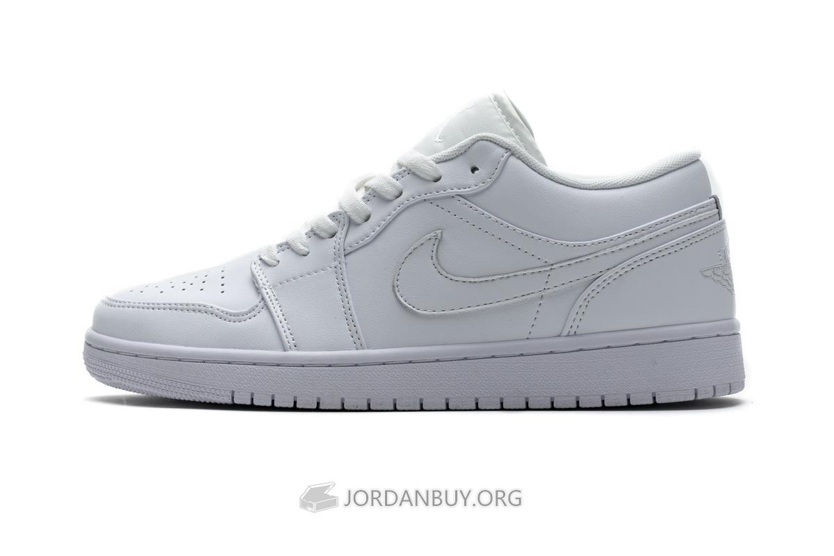 Air Jordan 1 Low "Triple White Tumbled Leather" 553558-130