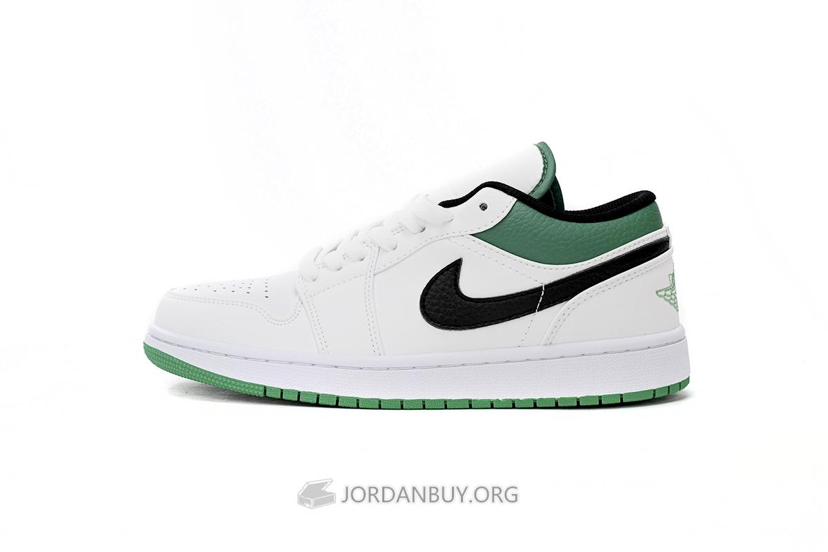 Air Jordan 1 Low "White Lucky Green Tumbled Leather" 553560-129
