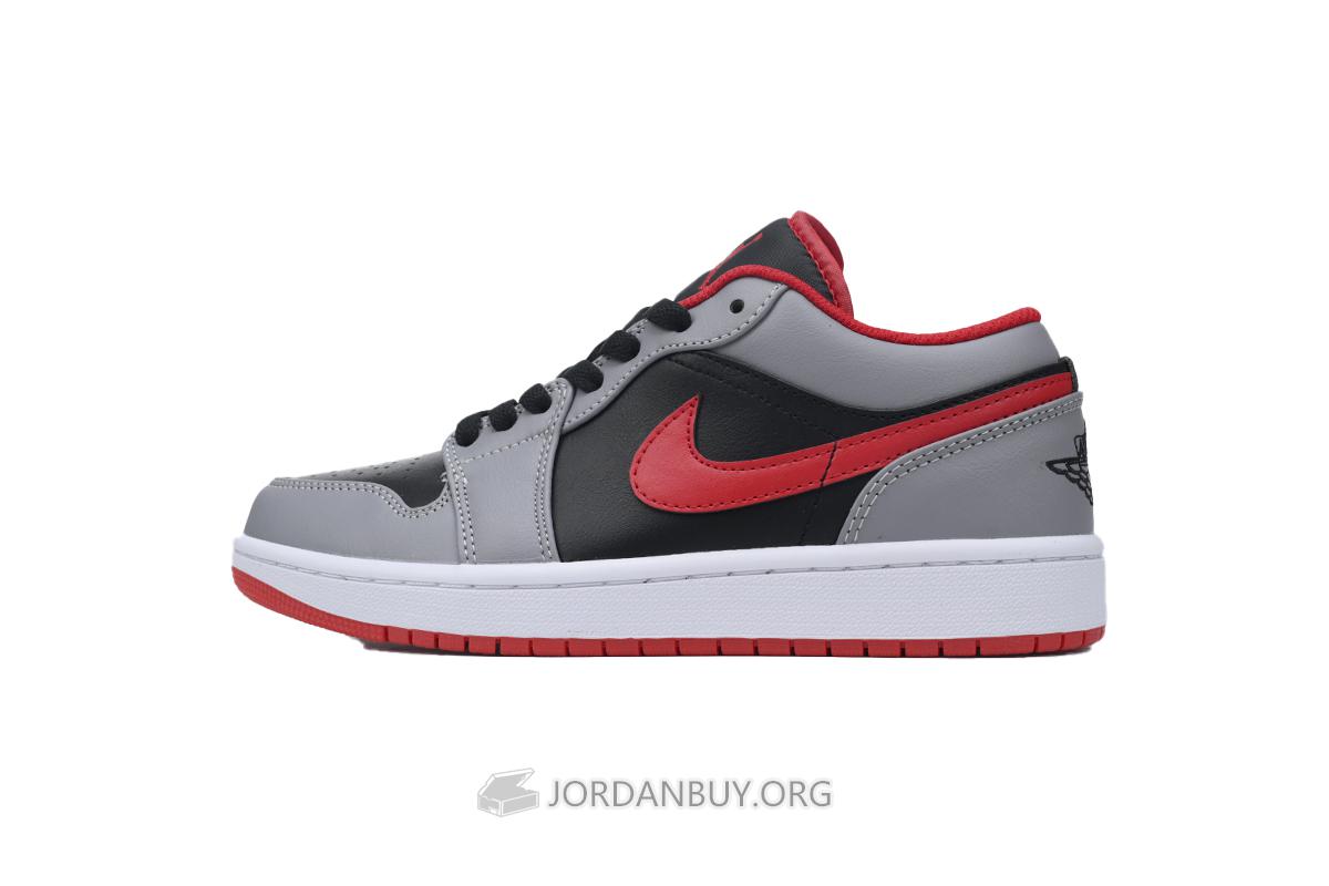 Air Jordan 1 Low "Black Light Smoke Grey Gym Red" 553558-060